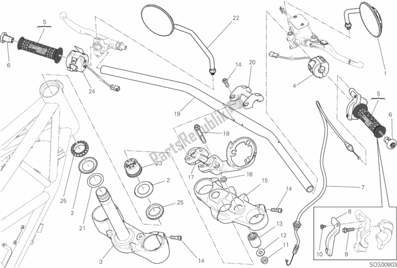 Toutes les pièces pour le Guidon Et Commandes du Ducati Scrambler Flat Track PRO 803 2016